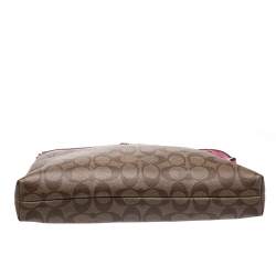 Coach Beige/Pink Signature Coated Canvas Crossbody Bag 