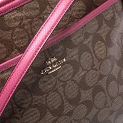 Coach Beige/Pink Signature Coated Canvas Crossbody Bag 