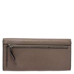 Coach Beige/Olive Green Leather Colorblock Continental Wallet