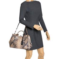 Coach Beige Python Kisslock Madison Satchel