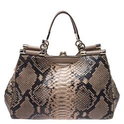 Coach Beige Python Kisslock Madison Satchel
