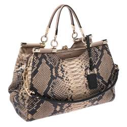 Coach Beige Python Kisslock Madison Satchel