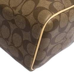 Pre Owned Coach Brown/Cream Signature Coated Canvas and Leather Mini Bennett Satchel