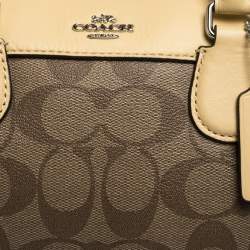 Pre Owned Coach Brown/Cream Signature Coated Canvas and Leather Mini Bennett Satchel