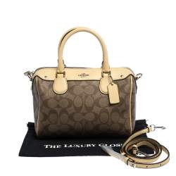 Pre Owned Coach Brown/Cream Signature Coated Canvas and Leather Mini Bennett Satchel