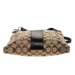 Coach Brown/Beige Canvas and Leather Crossbody Bag
