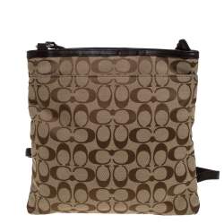 Coach Brown/Beige Canvas and Leather Crossbody Bag