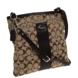 Coach Brown/Beige Canvas and Leather Crossbody Bag