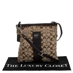Coach Brown/Beige Canvas and Leather Crossbody Bag