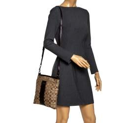 Coach Brown/Beige Canvas and Leather Crossbody Bag