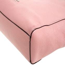 Pre Owned Coach Pink Leather Turn Lock Top Zip Tote