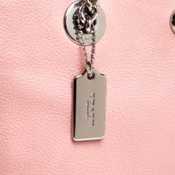 Pre Owned Coach Pink Leather Turn Lock Top Zip Tote