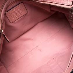 Pre Owned Coach Pink Leather Turn Lock Top Zip Tote