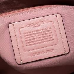 Pre Owned Coach Pink Leather Turn Lock Top Zip Tote