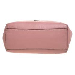 Pre Owned Coach Pink Leather Turn Lock Top Zip Tote