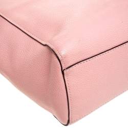 Pre Owned Coach Pink Leather Turn Lock Top Zip Tote