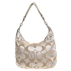 Coach Beige/Gold Canvas and Leather Kristin Hobo 