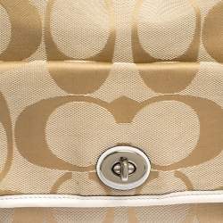 Pre Owned Coach Beige Signature Canvas and Leather Courtney Hobo