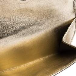 Coach Beige/Gold Signature Canvas and Leather Compact Wallet