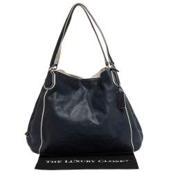 مملوكة مسبقًا حقيبة كتف كوتش هادلي جلد أزرق كحلي و أبيض 