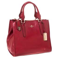 Pre Owned Coach Red Leather Crosby Tote