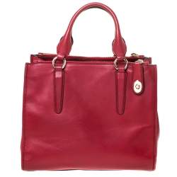 Pre Owned Coach Red Leather Crosby Tote