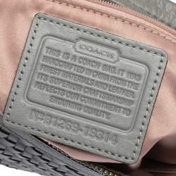 Pre Owned Coach Grey Woven Leather Kristin Hobo 