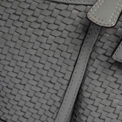 Pre Owned Coach Grey Woven Leather Kristin Hobo 