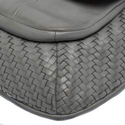 Pre Owned Coach Grey Woven Leather Kristin Hobo 