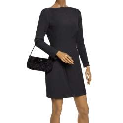 Pre Owned Coach Black Canvas and Leather Pochette Bag