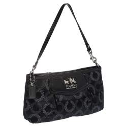 Pre Owned Coach Black Canvas and Leather Pochette Bag