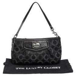 Pre Owned Coach Black Canvas and Leather Pochette Bag