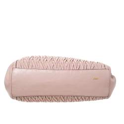 Pre Owned Coach Pink Leather Kisslock Frame Satchel