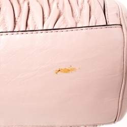 Pre Owned Coach Pink Leather Kisslock Frame Satchel