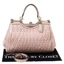 Pre Owned Coach Pink Leather Kisslock Frame Satchel