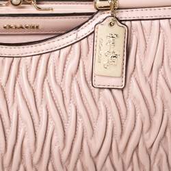 Pre Owned Coach Pink Leather Kisslock Frame Satchel