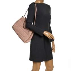 Pre Owned Coach Pink Leather Kisslock Frame Satchel