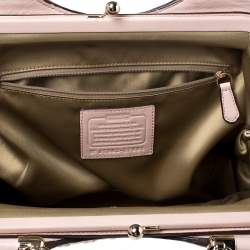 Pre Owned Coach Pink Leather Kisslock Frame Satchel