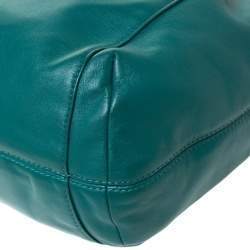 Pre Owned Coach Green Leather Daisy Drawstring Crossbody Bag