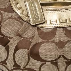 Coach Gold/Beige Signature Canvas and Leather Ergo Tattersall Hobo