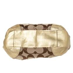 Coach Gold/Beige Signature Canvas and Leather Ergo Tattersall Hobo