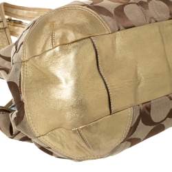 Coach Gold/Beige Signature Canvas and Leather Ergo Tattersall Hobo