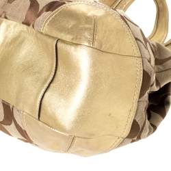 Coach Gold/Beige Signature Canvas and Leather Ergo Tattersall Hobo