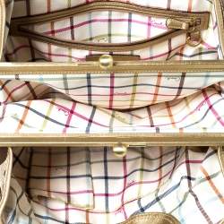 Coach Gold/Beige Signature Canvas and Leather Ergo Tattersall Hobo