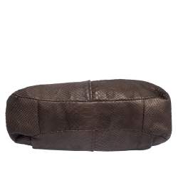 Coach Dark Brown Python Embossed Leather Jayden Satchel