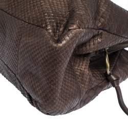 Coach Dark Brown Python Embossed Leather Jayden Satchel
