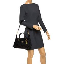 Pre Owned Coach Black Op Art Nylon and Leather Sabrina Satchel