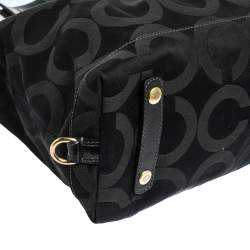 Pre Owned Coach Black Op Art Nylon and Leather Sabrina Satchel