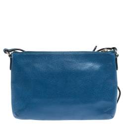 Pre Owned Coach Blue/Beige Leather East West Crossbody Bag