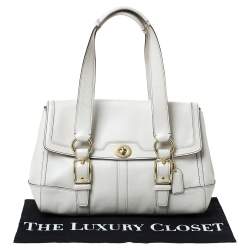 Pre Owned Coach Cream Leather Hampton Satchel